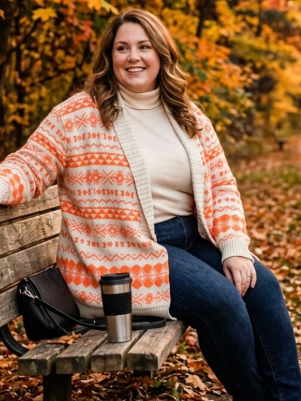 Jon & Anna Aztec Print Cardigan Sweater Boho Fall Plus Size 2X Oversized Knit